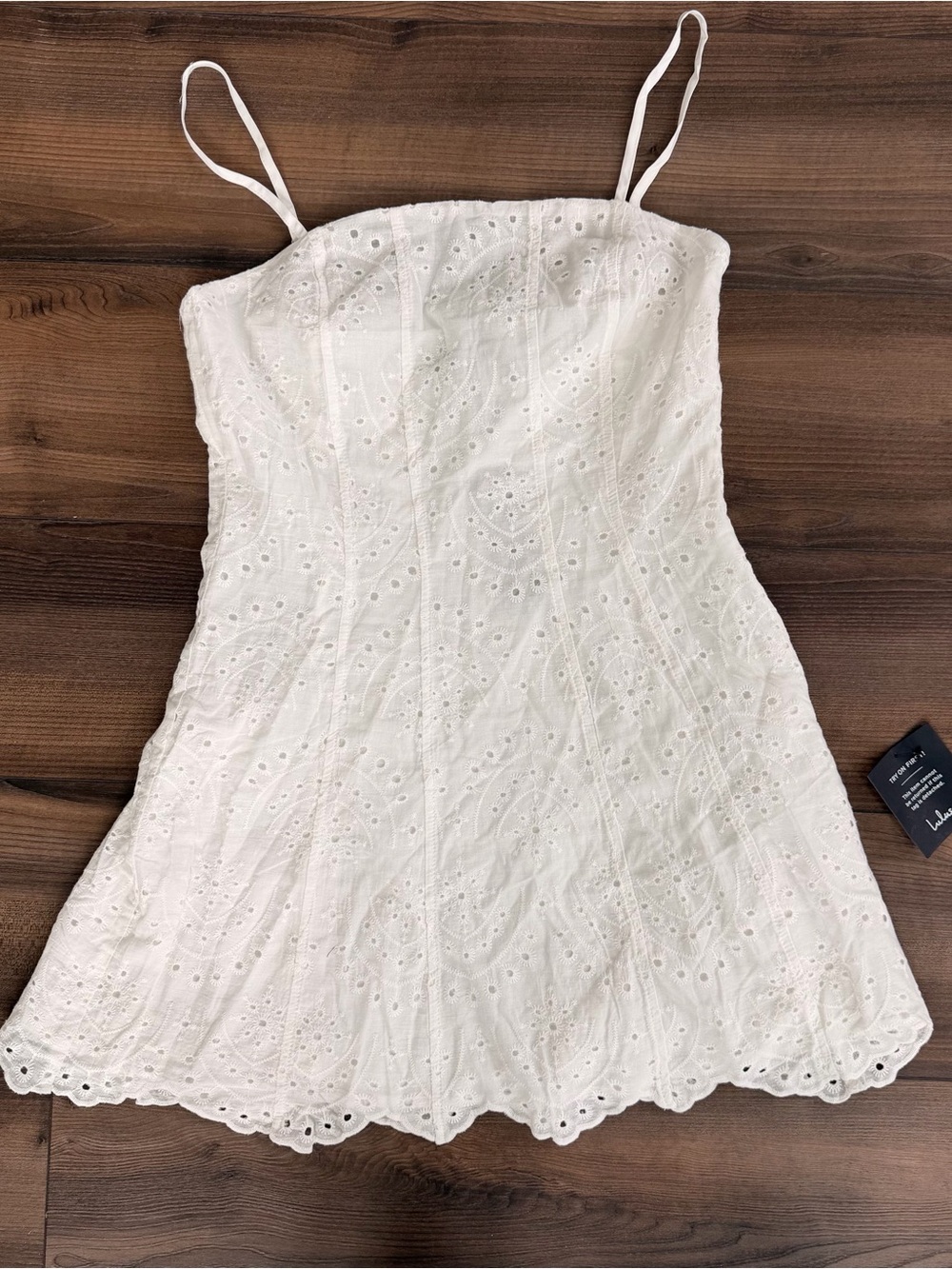 NWT Lulus Summer Cutie White Eyelet Embroidered Sleeveless Mini Dress - Picture 3 of 4
